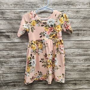 Modern roots pink floral print dress